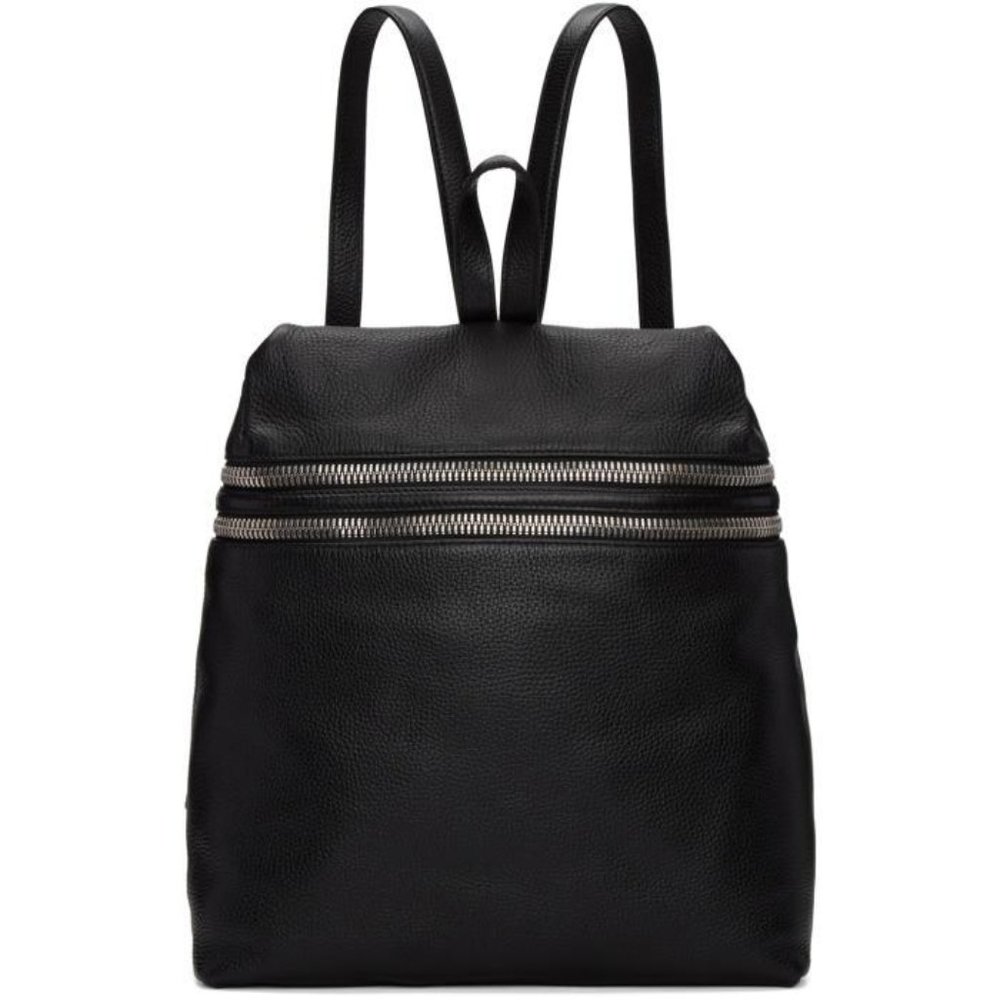 Kara Women's Black Large Double Zip Leather Backpack